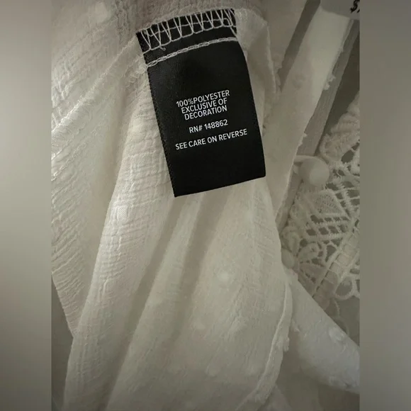 Torrid Women’s Chiffon Clip Dot Ruffle Neck Tie Front Top Blouse White Size 4X - Picture 8 of 12